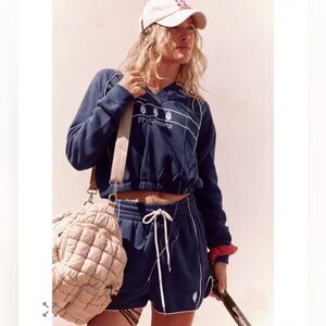 NWT Free People FP Movement Seeing Double Matching Set Sweatshirt Navy White NEW